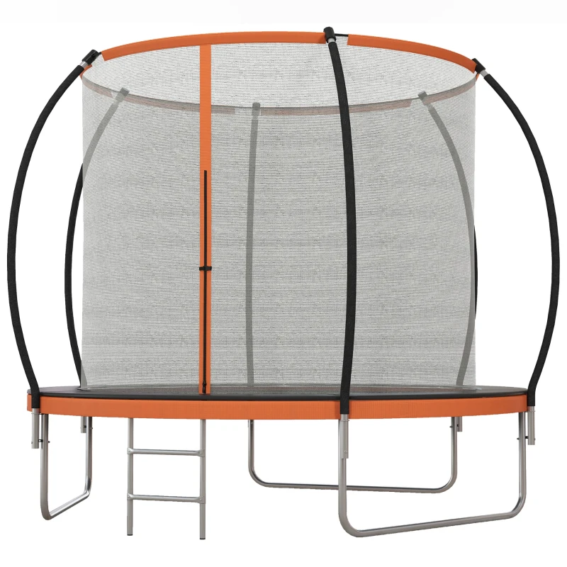 Soozier 8ft Outdoor Trampoline with Enclosure Net and Ladder, Backyard Fitness Trampoline for Teens and Adults