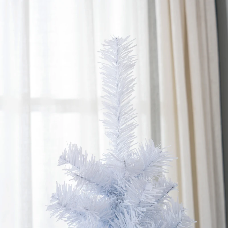 HOMCOM 6FT Pencil Christmas Tree, Artificial Christmas Tree with Automatic Open for Home Party, White