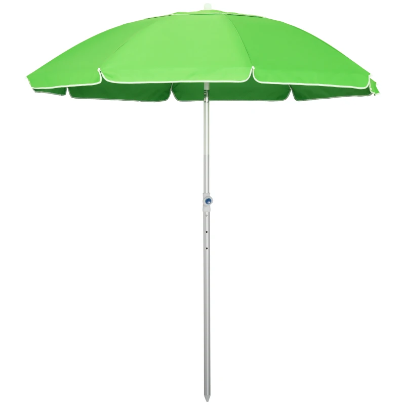 Outsunny Arc. 6.4ft Beach Umbrella with Aluminum Pole Pointed Design Adjustable Tilt Carry Bag for Outdoor Patio Green