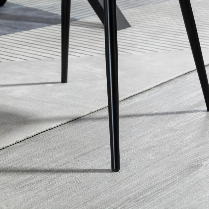 HOMCOM Dining Chairs Set of 2, Upholstered Linen Fabric Accent Chairs with Metal Legs, Black