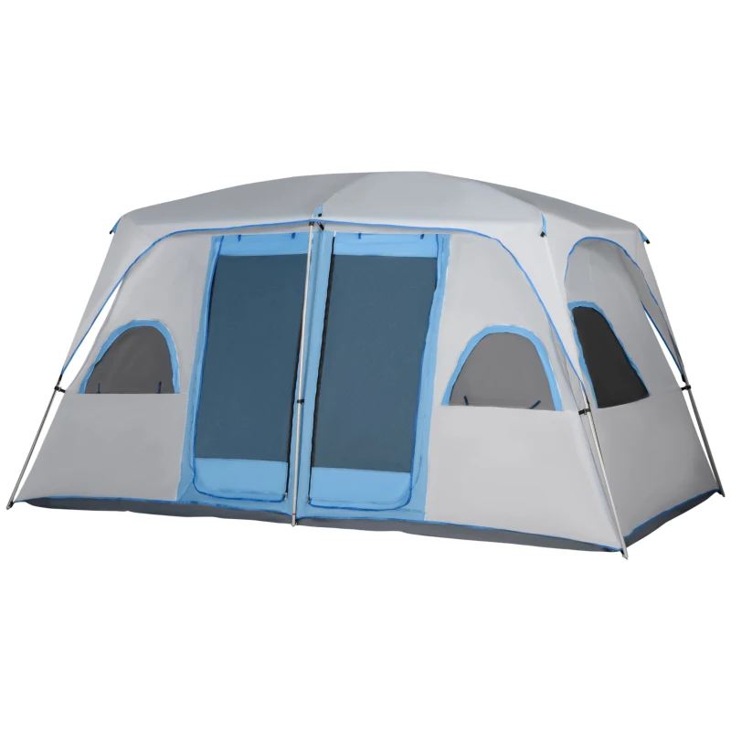 Outsunny 4-8 Person Family Tent, Camping Tent with 2 Room Mesh Windows, Easy Set Up for Outdoor, Grey
