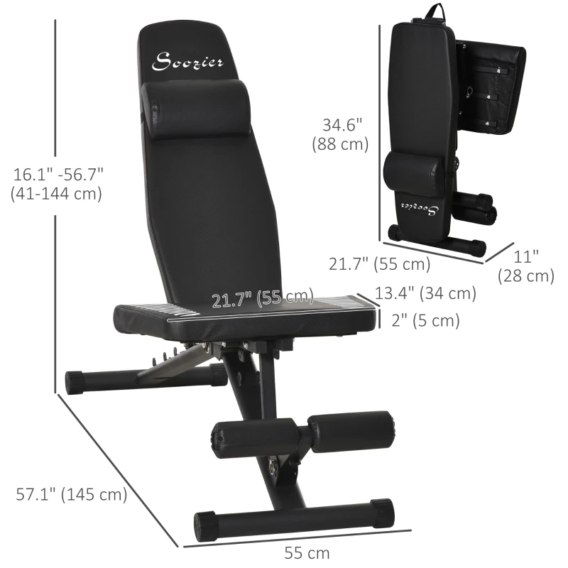 Soozier Multi-purpose Weight Bench Workout Bench with Adjustable Seat and Back Angle for Home Gym