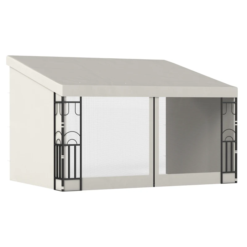 Outsunny 10' x 13' Wall Pergola, Outdoor Gazebo with 2 Curtains and 2 Nettings, UV Resistant, for Patio, Deck,  Beige