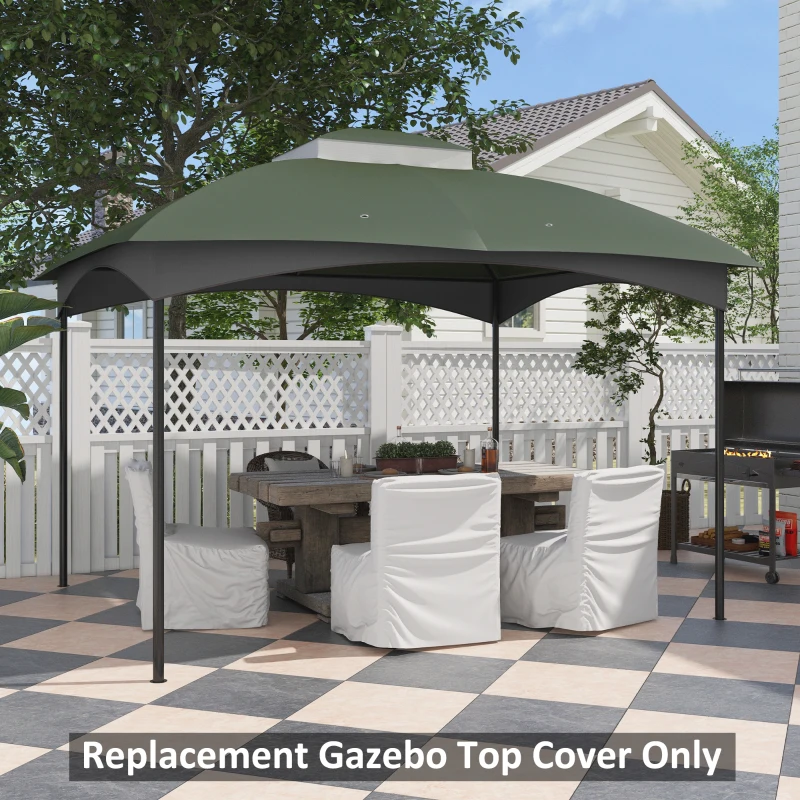 Outsunny 10' x 12' 2-Tier Gazebo Cover, Patio Gazebo Canopy Replacement with Drainage Holes for 84C-210 Series, Green