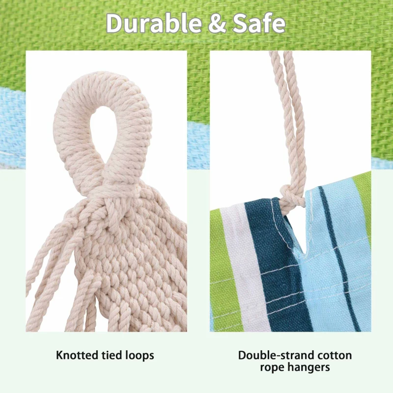 Outsunny Double Hammock, 78"x59" Patio Outdoor Hammock, Bed Sun Bed Lounge Garden Camping Hiking Furniture, Green