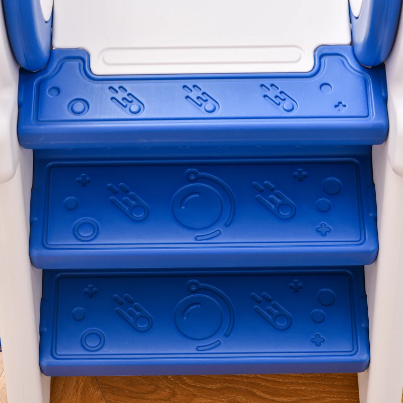 Qaba Folding Kids Slide, Activity Freestanding Climber for Ages 1-3 Years, Indoor and Outdoor Exercise Playset Toy Center, with Cartoon Astronaut Shape, Blue