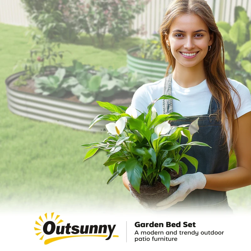 Outsunny 5' x 3' x 1' Large Outdoor Planter Box, Galvanized Raised Garden Bed with Metal Plant Stake, Silver