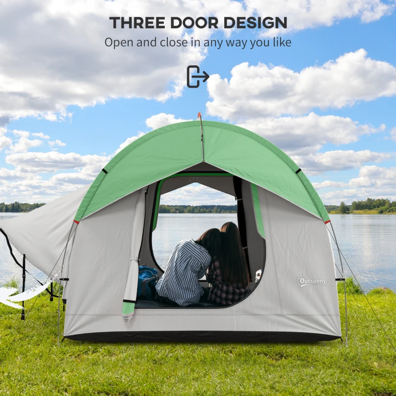 Outsunny 2000mm Waterproof SUV Tent, Car Tent with 3 Doors and Mesh Window, for 5-6 Person Camping Travel, Gray and Green