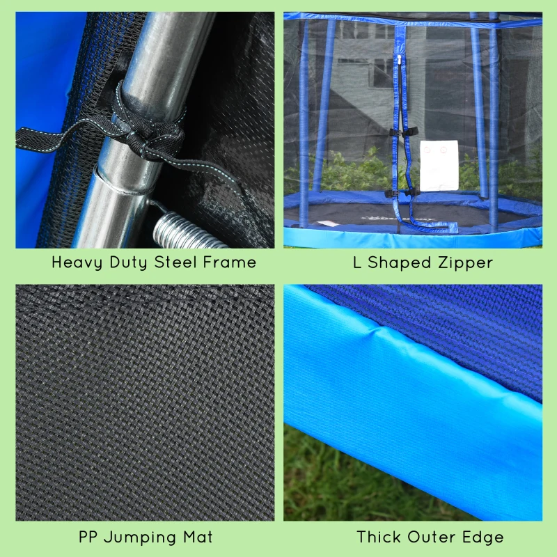 Outsunny 84.75" Kids Trampoline 7 FT Indoor Outdoor Trampolines with Safety Net Enclosure Built-in Zipper Padded Covering, for Boys and Girls, Blue