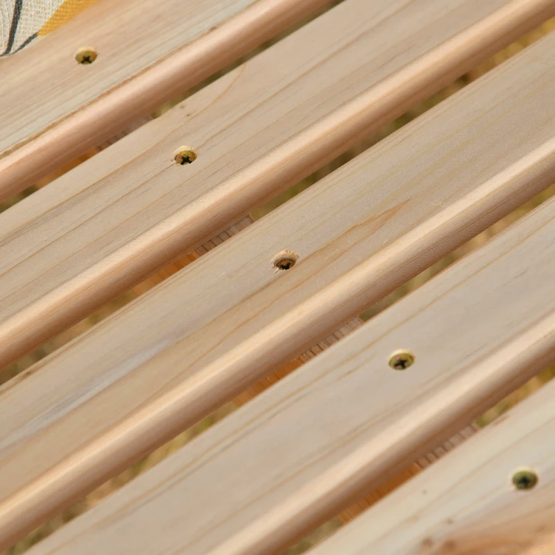 Outsunny 2 Seater Porch Swing Wooden Patio Swing Chair Seat with Cup Holder and Chains Outdoor Swing Bench for Garden Yard, Natural