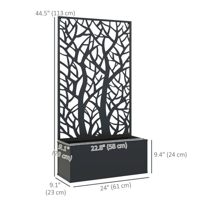 Outsunny Metal Raised Garden Bed with Privacy Panel, Freestanding or Wall Mounted Outdoor Planter Box for Garden, Patio