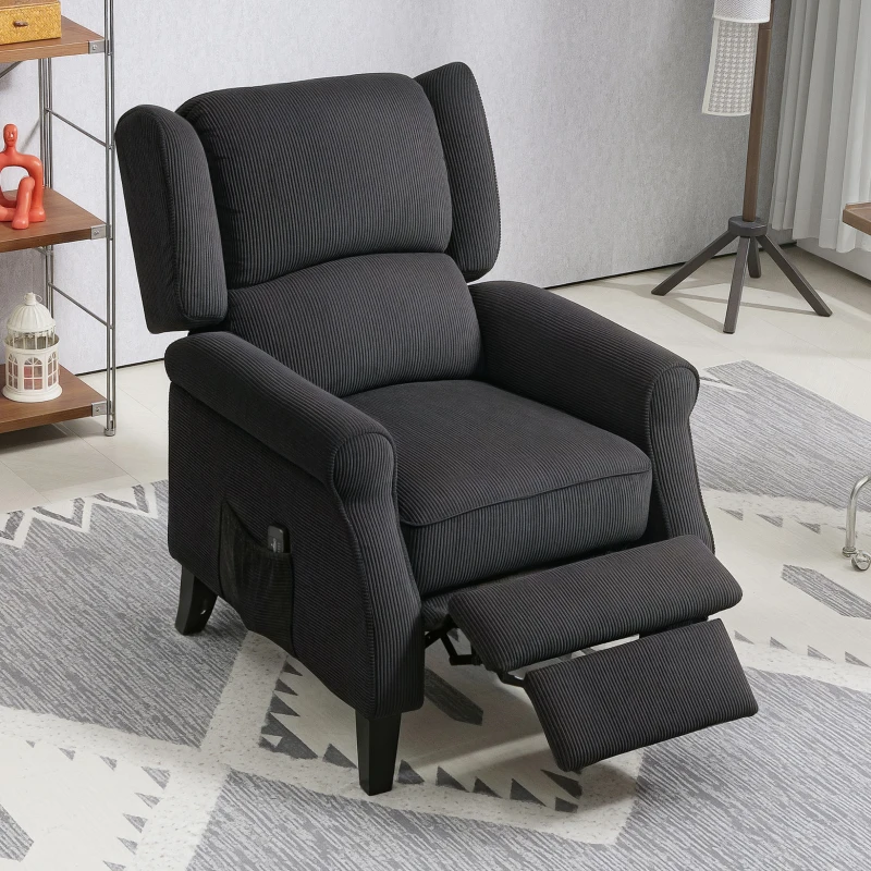 HOMCOM Push Back Recliner Chair, Vibration Massage Recliner for Living Room with Extendable Footrest, Remote, Pocket, Black