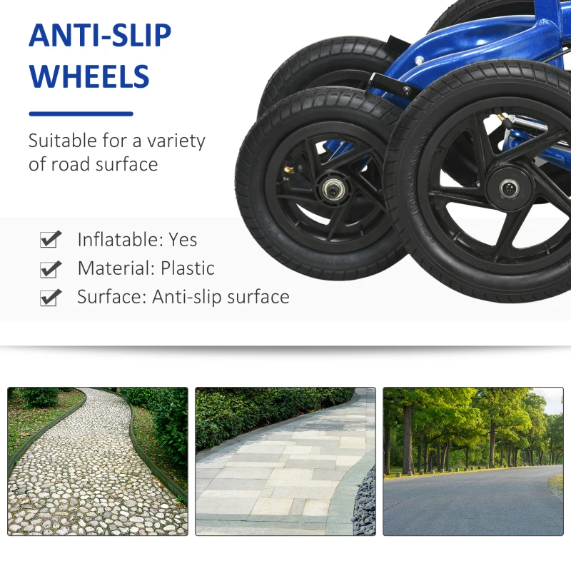 HOMCOM Knee Scooter with Basket, Dual Braking System and 10" All Terrain Wheels, Steerable Knee Walker with Adjustable Height, Foldable Crutch Alternative for Ankle and Foot Injuries, Blue