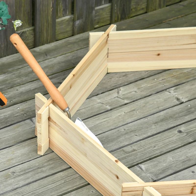 Outsunny 39" x 36" Screwless Hexagon Planter Box, Raised Garden Bed, Herb Garden for Vegetables, Flowers, Natural