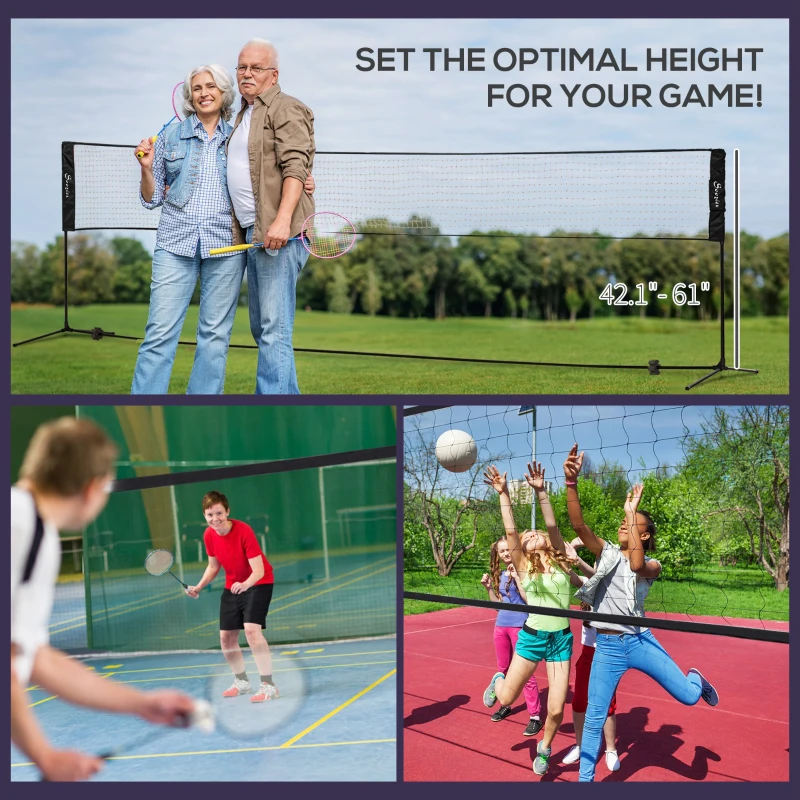 Soozier All-in-1 Badminton Set, Height Adjustable for Pickleball, Volleyball, Badminton, Backyard, Beach, Driveway Game