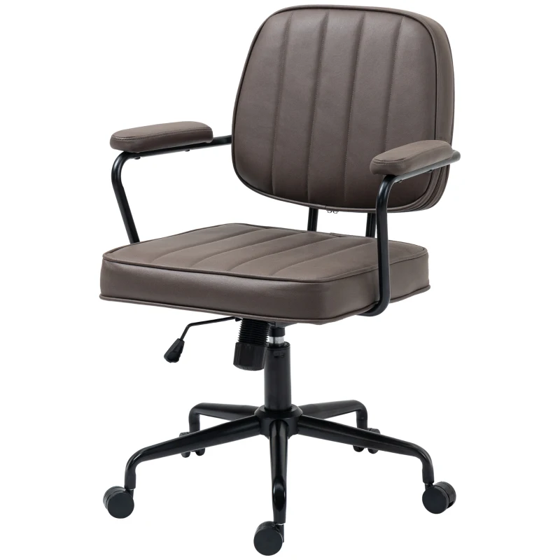 Vinsetto Microfiber Office Chair Desk Chair with 360 Degree Swivel Wheels Adjustable Height Tilt Function Light Brown