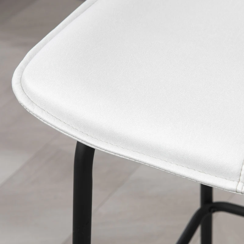 HOMCOM Bar Stools Set of 2, Upholstered Counter Height Bar Chairs, Kitchen Stools with Steel Legs