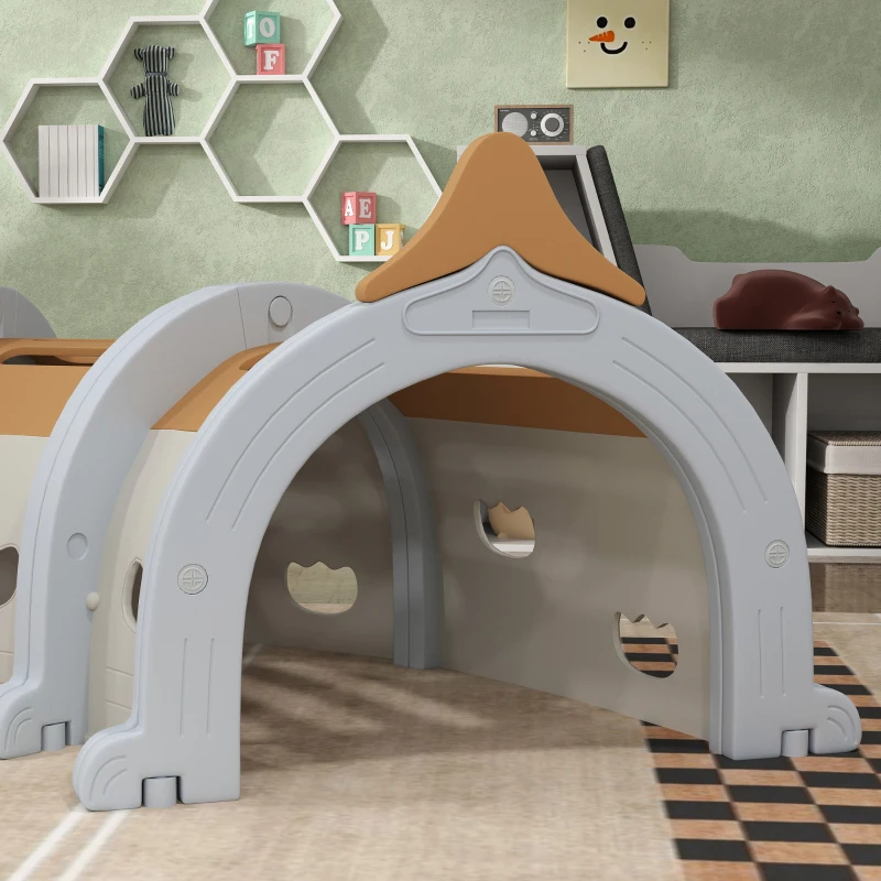 Qaba Monkey Design Kids Play Tunnel for Toddlers 3-6 Years to Crawl and Climb, Brown