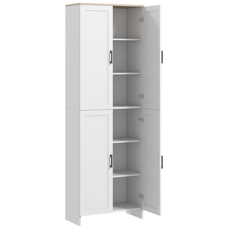 HOMCOM Freestanding Kitchen Pantry, 4-Door Kitchen Pantry Cabinet with Adjustable Shelves and Doors, White