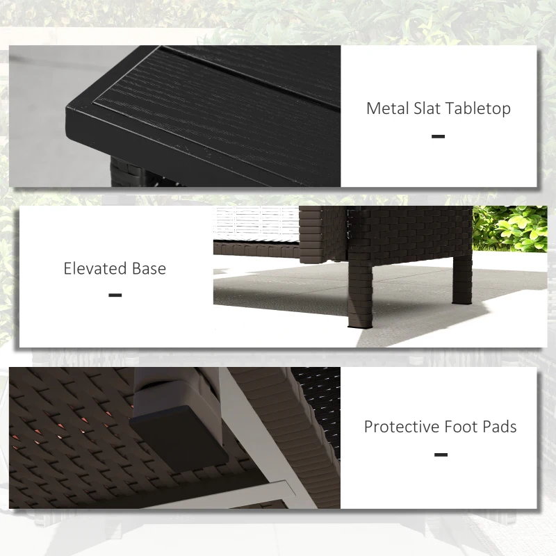 Outsunny Wicker Outdoor Storage Cabinet with Two Doors and Shelf for Outdoor Pool Towel Storage, Dark Coffee