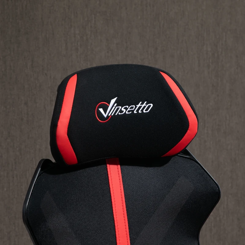 Vinsetto Racing Gaming Chair, Ergonomic Computer Chair with Footrest, Headrest, High Back Recliner Swivel Seat with Adjustable Height, Black Red