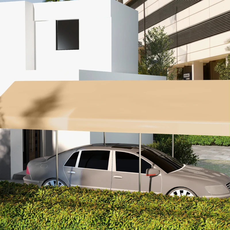 Outsunny 20' x 10' Carport Replacement Canopy for Model 84C-207WT or 84C-386V00WT with Ball Bungee Cords, Beige (Only Cover)