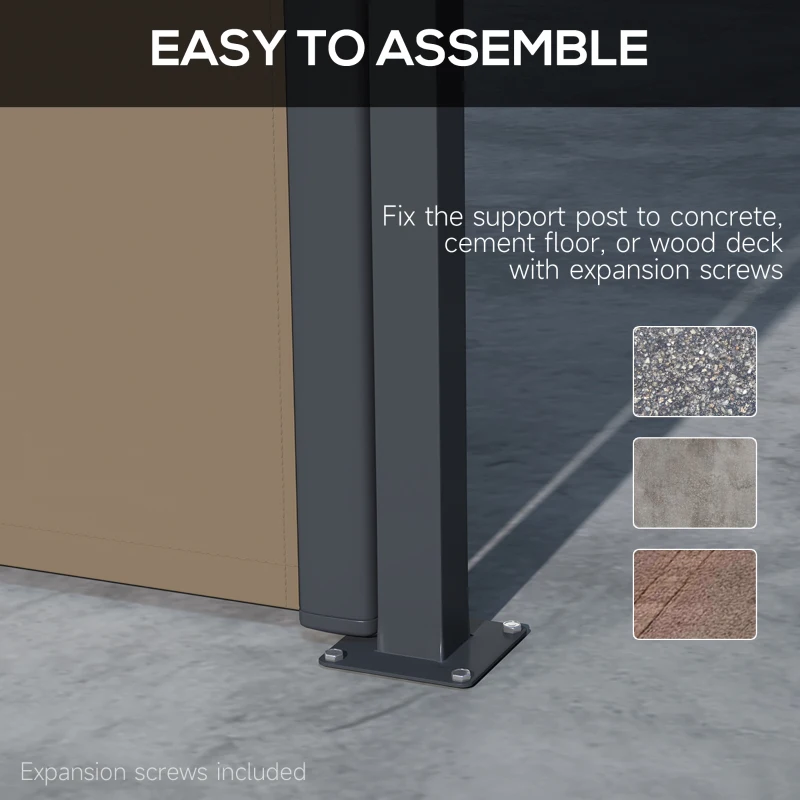Outsunny 13' x 5' Retractable Side Awning, Outdoor Privacy Screen for Garden, Hot Tub, Balcony, Terrace, Pool, Khaki