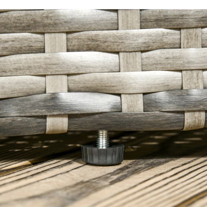 Outsunny 4 Pieces Outdoor Daybed with Retractable Canopy, PE Rattan Wicker Round Sofa Day Bed, Patio Sectional  Conversation Furniture Set with Cushions and Pillows, Dark Blue