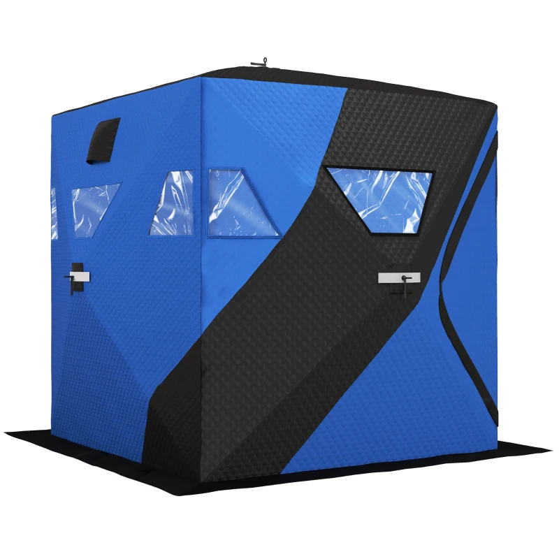 Outsunny 3-4 Person Insulated Ice Fishing Shelter, Pop up Ice Fishing Tent with Windows, Vents and Carry Bag, for Low-Temp -22℉