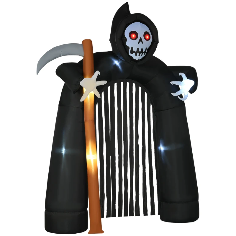HOMCOM 9.5ft Halloween Inflatables, Grim Reaper Archway, Giant Outdoor Blow Up Yard Decoration with Build-in LED