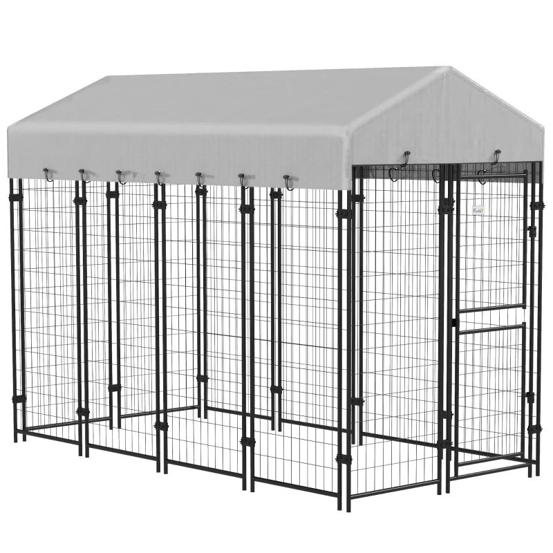 PawHut 7.8' x 4' x 6' Outdoor Dog Kennel with Waterproof Canopy, Large Door