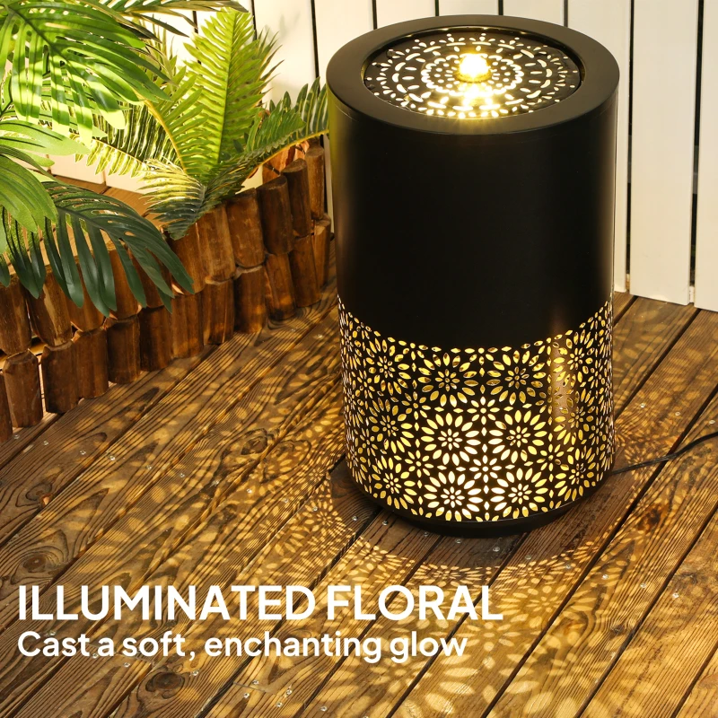 Outsunny 21" Tall Garden Waterfall Fountain with LED Lights, Outdoor Water Fountain Water Feature with Adjustable Flow, Black