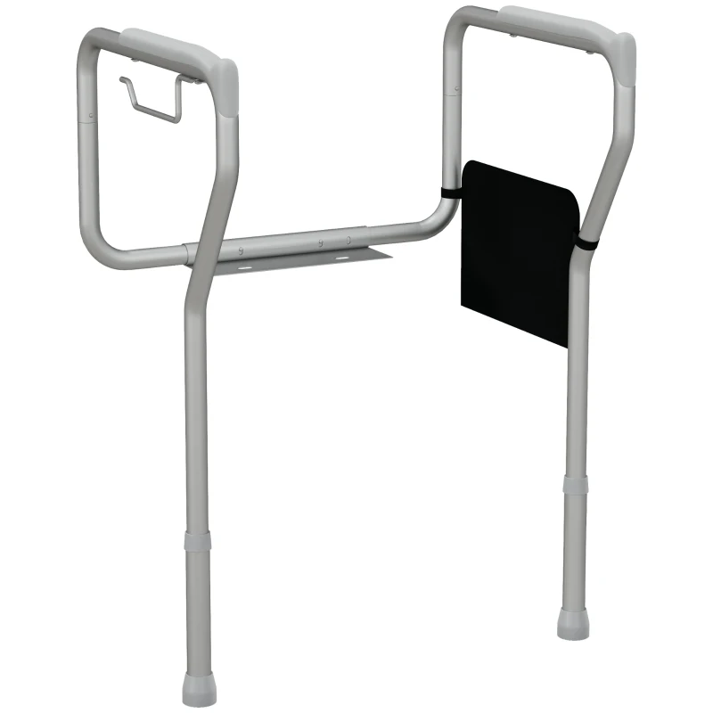 HOMCOM Toilet Safety Rail for Elderly, 300lbs Toilet Safety Frame with Adjustable Height and Width, Storage Pocket, Padded Arms, Assist Grab Bar for Seniors, Easy Installation