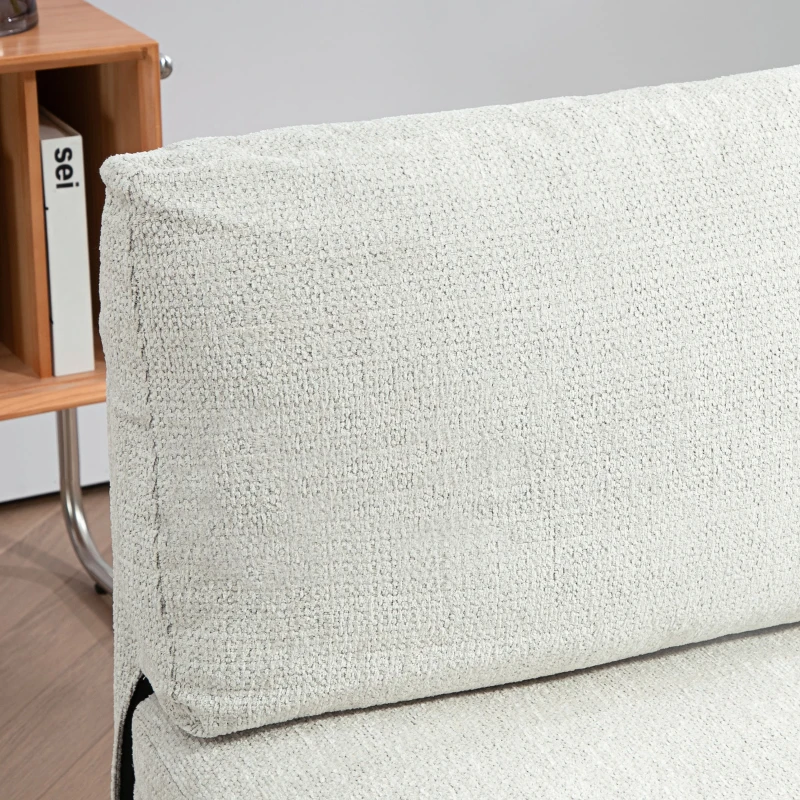 HOMCOM Middle Module for Modular Sectional Sofa, Upholstered Armless Chair with Wood Legs and Pocket Spring, Cream White