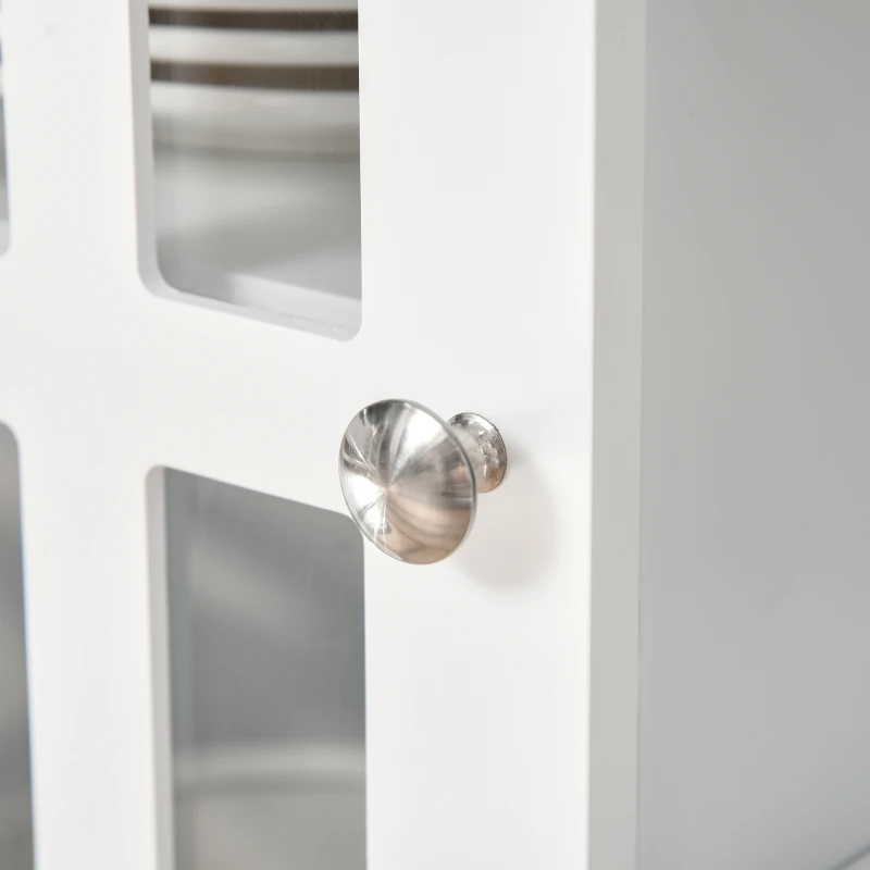 HOMCOM Sideboard, Buffet Cabinet, Coffee Bar Cabinet, Kitchen Cabinet with Storage Shelves, Slatted Framed Doors and Cable Management for Living Room, White