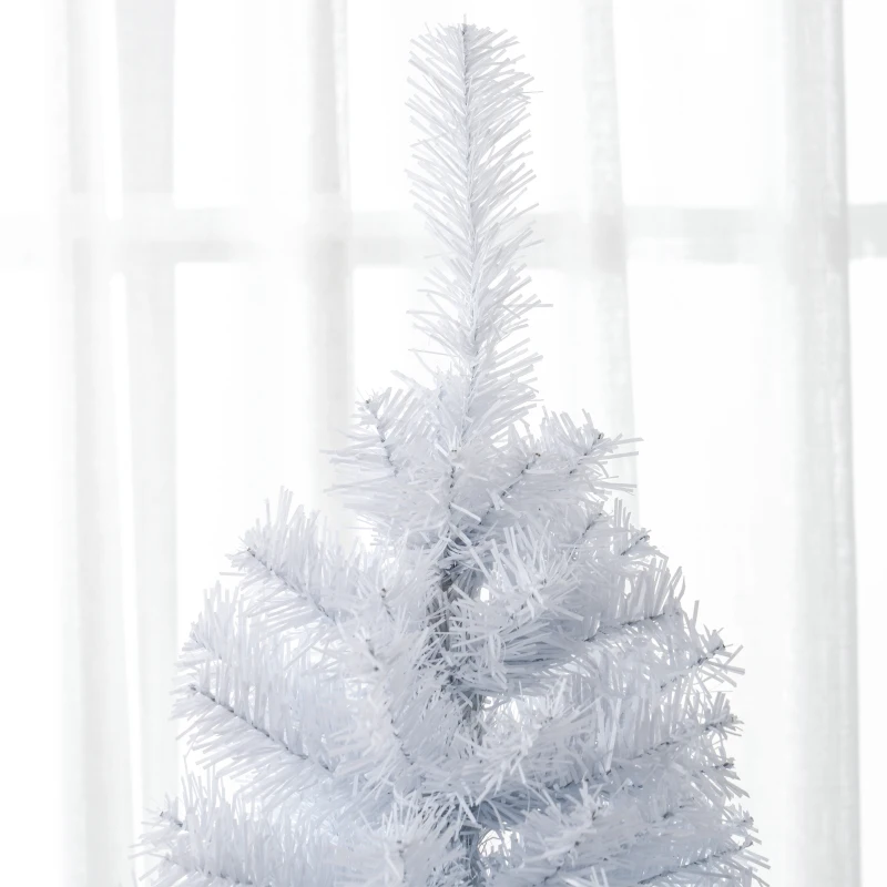HOMCOM 6 FT Artificial Christmas Tree Pencil Xmas Tree with Stand, 618 Tips, Holiday Home Indoor Decoration for Party, White
