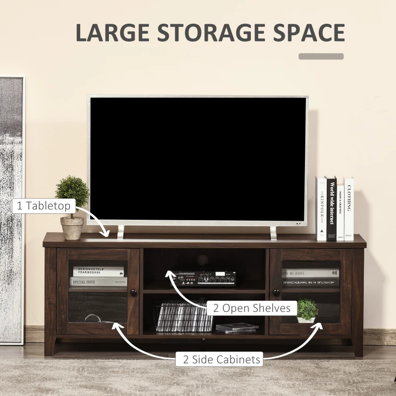 HOMCOM Modern TV Stand, Entertainment Center with Shelves and Cabinets for Flatscreen TVs up to 60" for Bedroom, Living Room, Coffee
