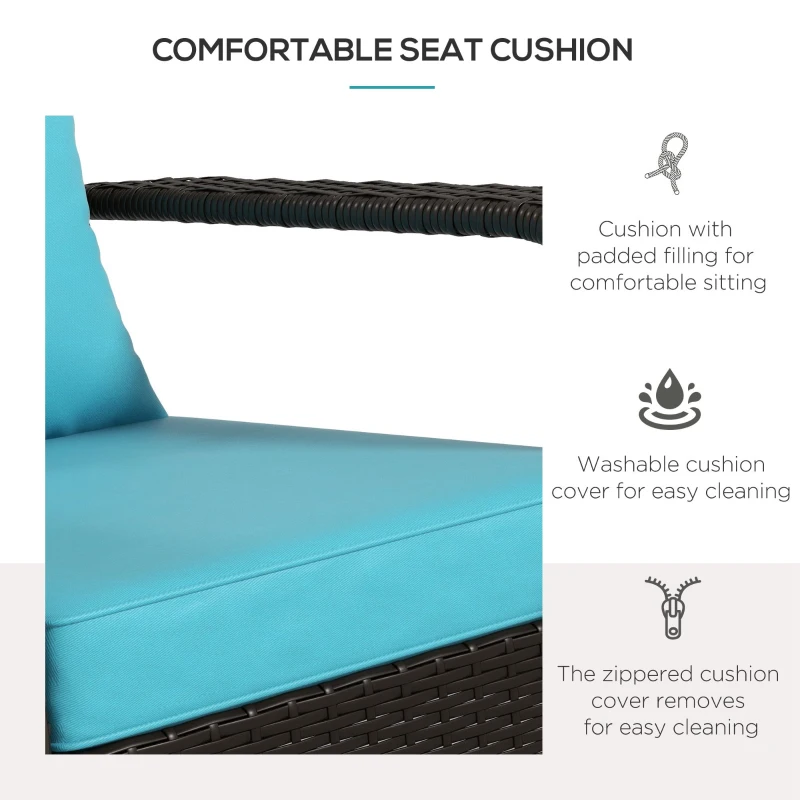 Outsunny Patio Wicker Adirondack Chair, Outdoor Rattan Muskoka Chair with Cushions for Patio, Garden, Backyard Turquoise