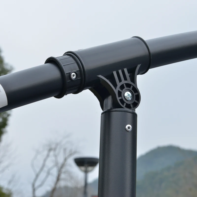 Outsunny 10FT Cantilever Patio Umbrella with Lights Solar Powered Offset Umbrella with Crank and Cross Base for Deck Grey