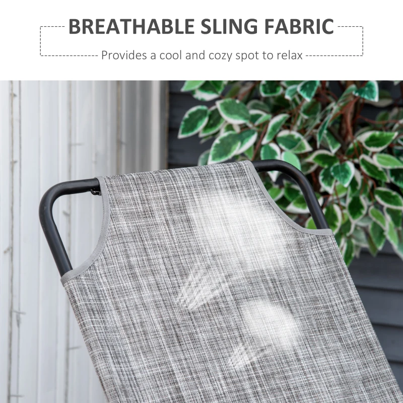 Outsunny Garden Rocking Chair, Outdoor Indoor Sling Fabric Rocker for Patio, Balcony, Porch, Grey