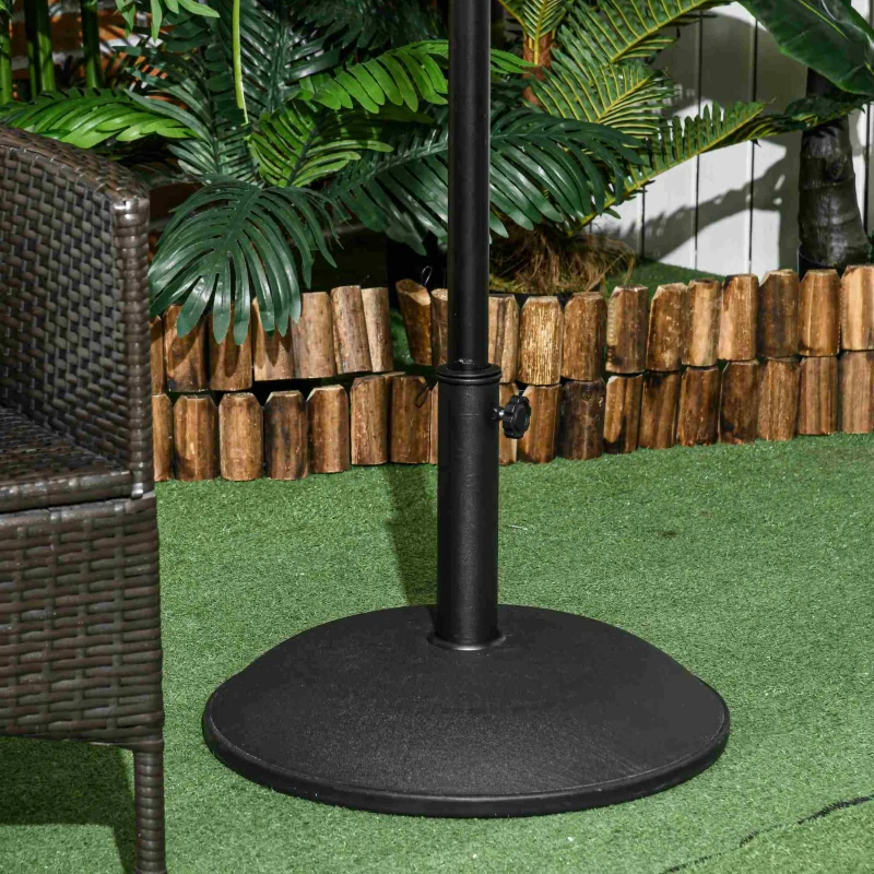 Outsunny 44 lbs Cement Round Umbrella Base Holder 19" Heavy Duty Parasol Stand for Patio, Outdoor, Backyard, Black