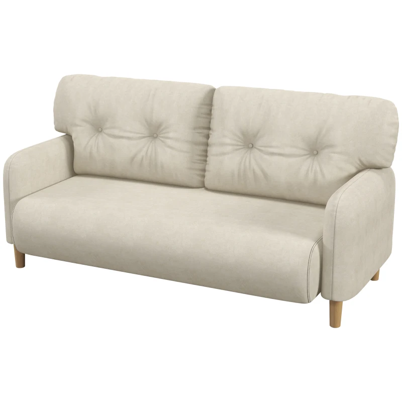 HOMCOM 58" 2 Seat Sofa, Modern Love Seats Furniture, Upholstered 2 Seater Couch, Solid Wood Frame, Beige