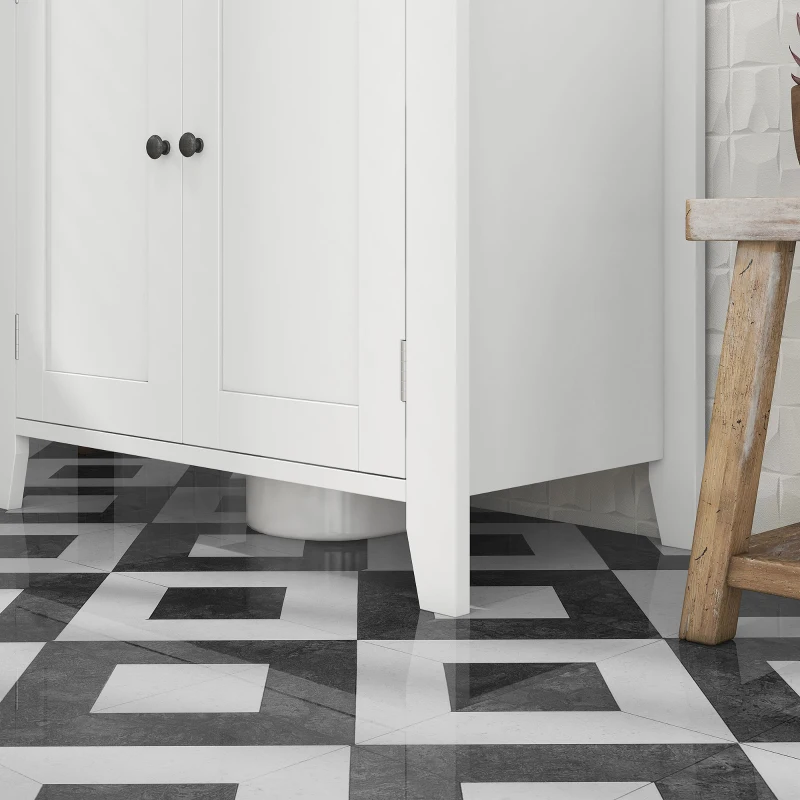 kleankin Bathroom Sink Vanity Unit, Under Sink Bathroom Cabinet with U-Shape Design and Adjustable Shelf, White