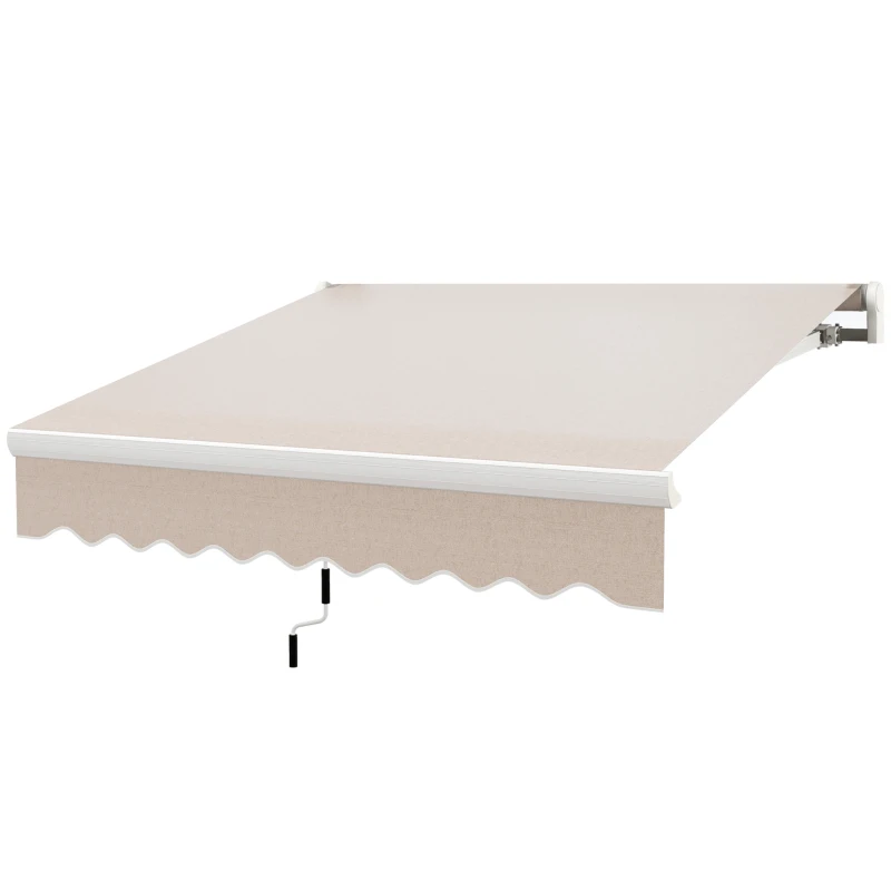 Outsunny 8' x 6.6' Patio Retractable Awning, Manual Exterior Sun Shade Deck Window Cover, Beige