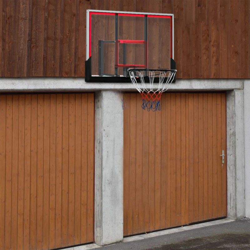 Soozier Wall Mounted Basketball Hoop, Basketball Goal Combo Kit with 43" x 30" Shatter Proof Backboard, Durable Bracket and All Weather Net for Outdoor Use