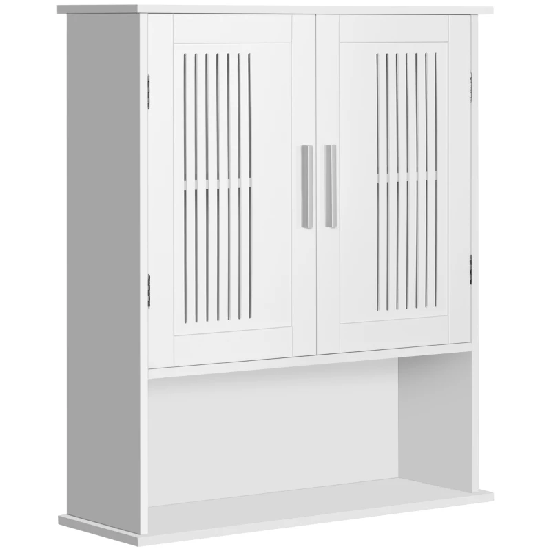 kleankin Modern Wall Mount Bathroom Cabinet, Storage Organizer with 2 Door Cabinet and Shelf, White