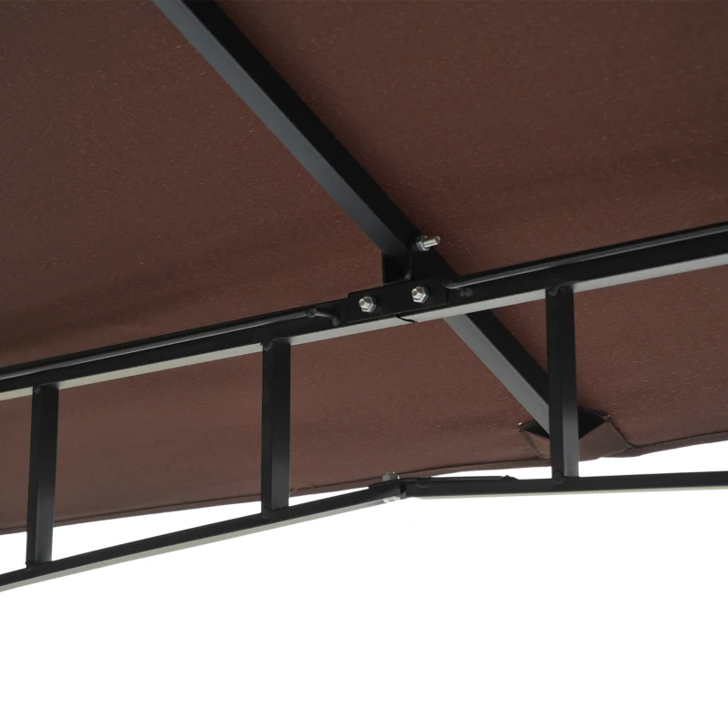 Outsunny 10' x 10' Outdoor Patio Gazebo Canopy Tent with Mesh Sidewalls, 2-Tier Canopy for Backyard, Coffee