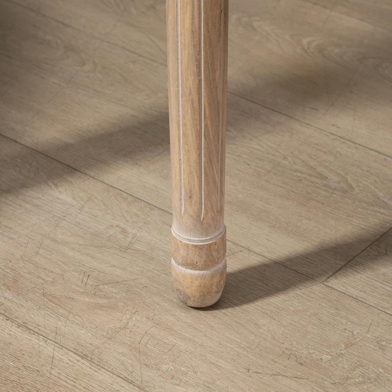 HOMCOM French-Style Upholstered Dining Chair Set, Armless Accent Side Chairs with Rattan Backrest and Linen-Touch Upholstery, Set of 2, Gray