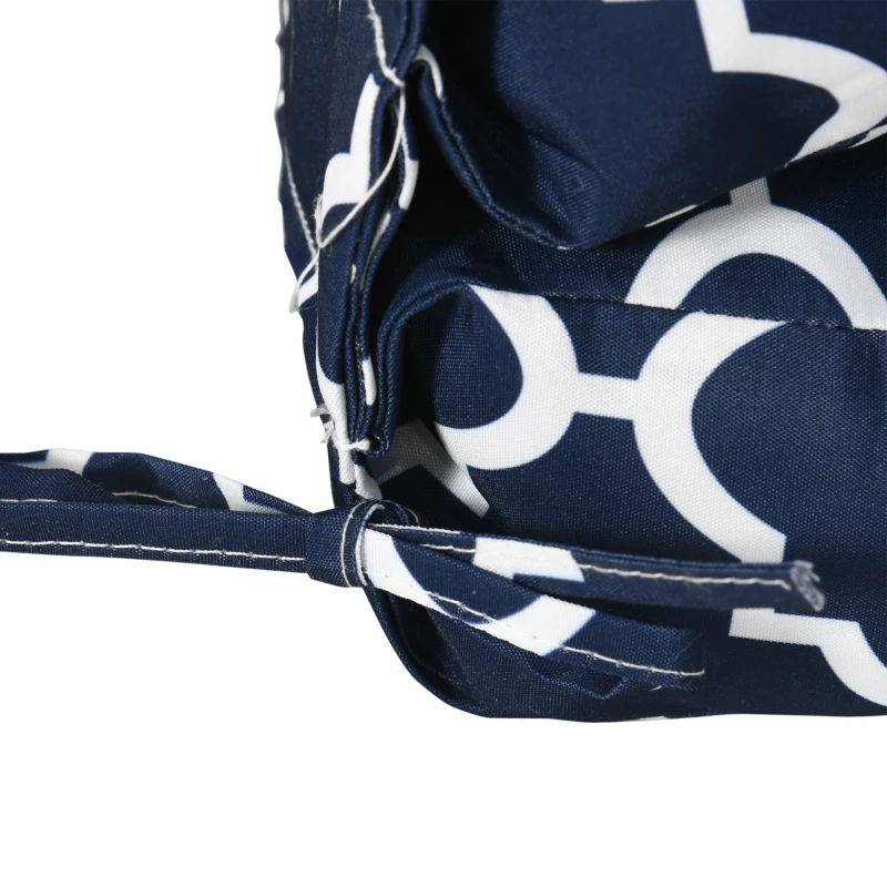 Outsunny Outdoor Seat/Back Chair Cushion, One-Piece Patio Chair Cushion Replacement, Tufted Pillow with Thick Filling and String Ties, 44" x 42" x 4", Blue