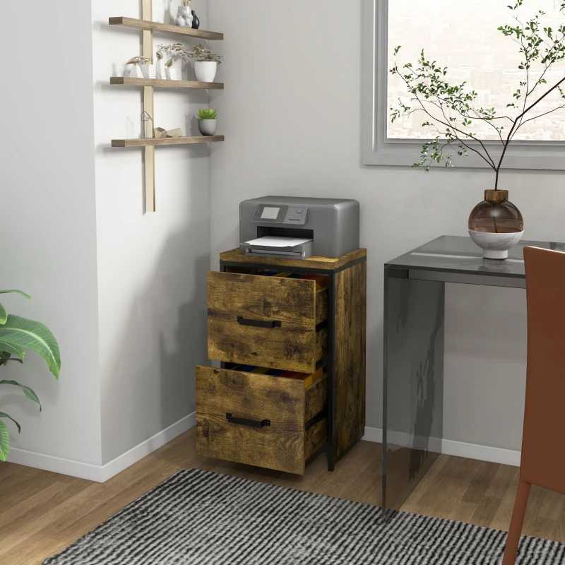 Vinsetto Industrial File Cabinet, Vertical Filing Cabinet on Wheels for A4 Size, Home Office